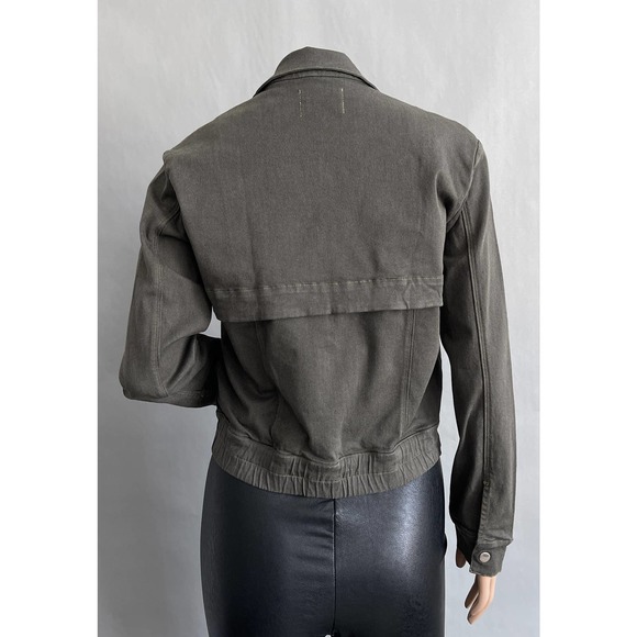 Mcguire Denim x Revolve Jacket Women S 'Paradiso' Twill Moto Stretch Gray Crop - Picture 4 of 9